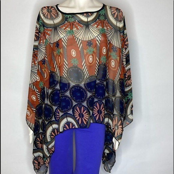 123 Boho Style Sheer Shirt Sz One Size - Picture 2 of 5